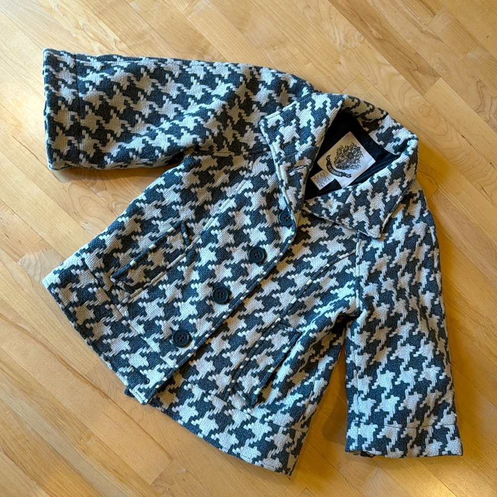BB Dakota Cream and Gray Lined Houndstooth Blazer Jacket, Size Large, L